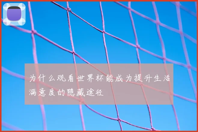 为什么观看世界杯能成为提升生活满意度的隐藏途径